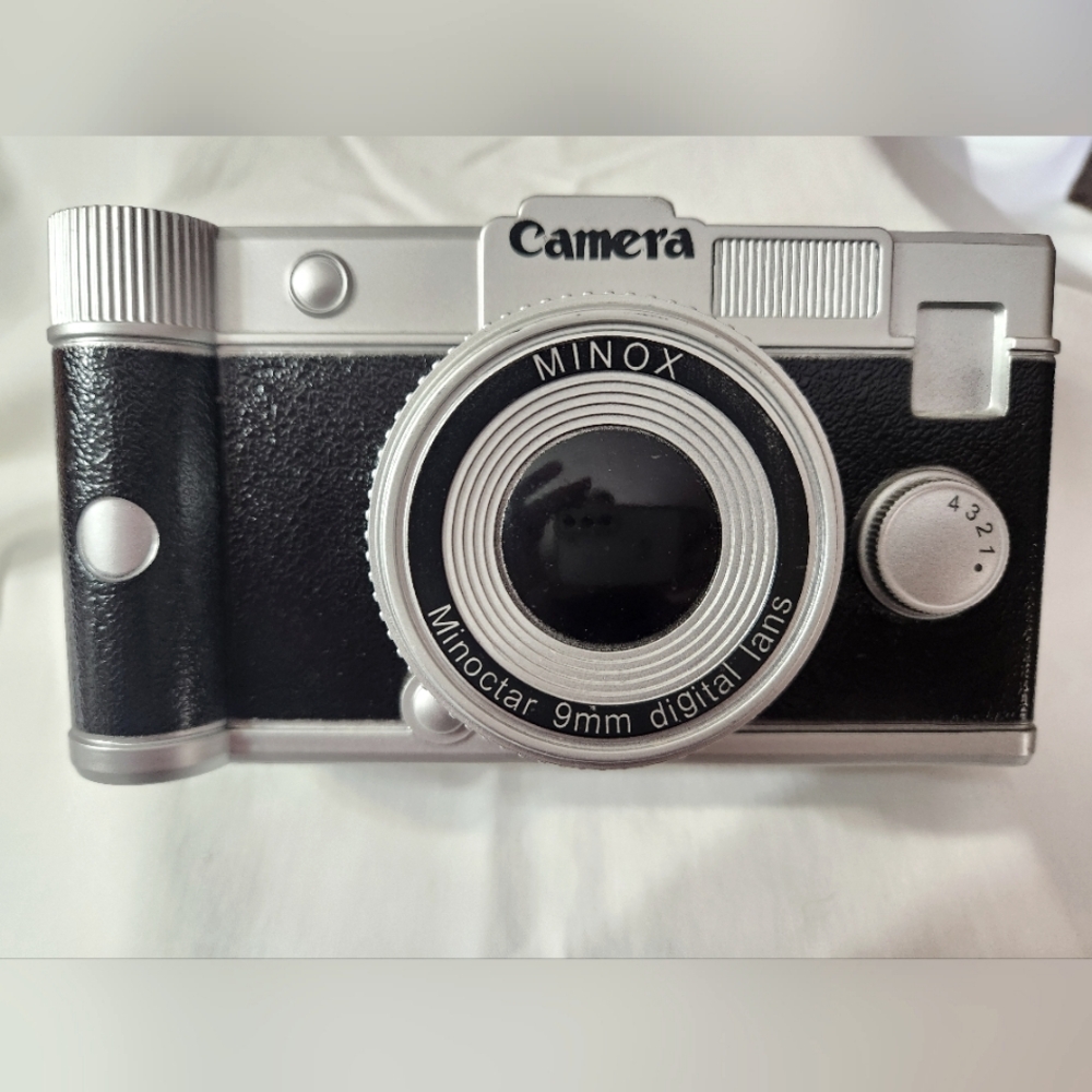 Silver and Black Camera Piggy Bank